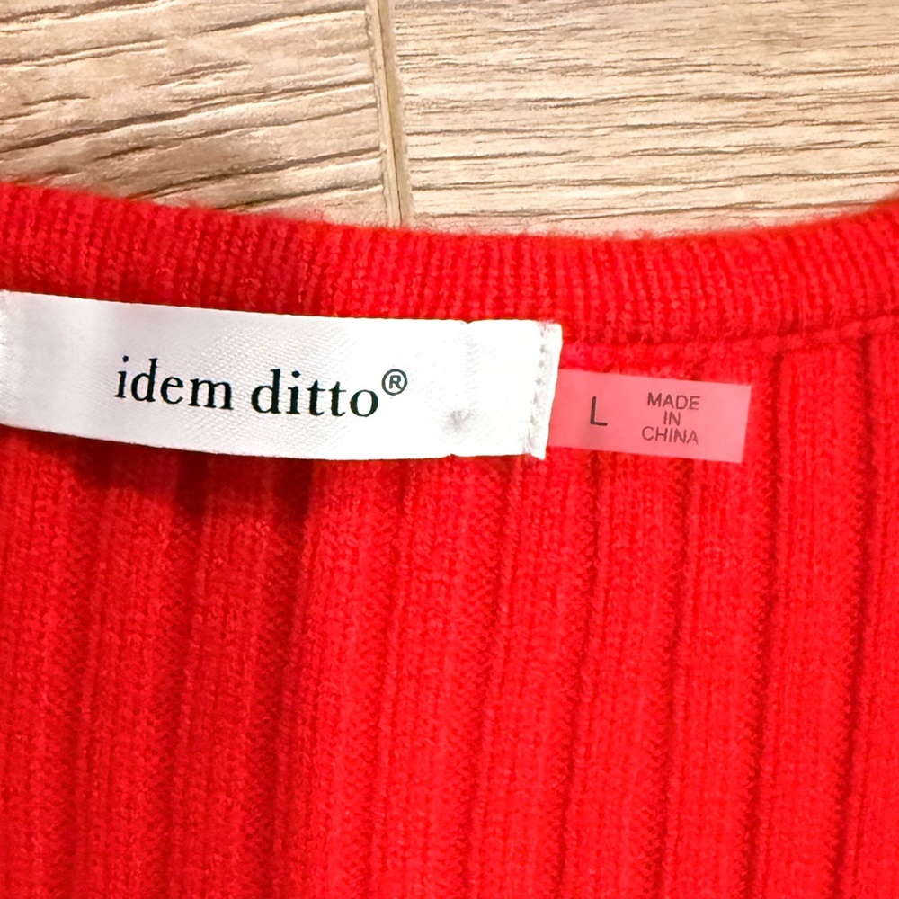 Red Ribbed Knit Dress - Picture 2 of 3